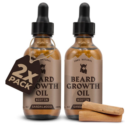 Striking Viking Beard Oil with Biotin for Men - 2 Fl Oz, 1 Pack, Sandalwood - Thickening & Conditioning Beard Growth Oil & Serum with Argan & Jojoba for Hydrated Facial Hair