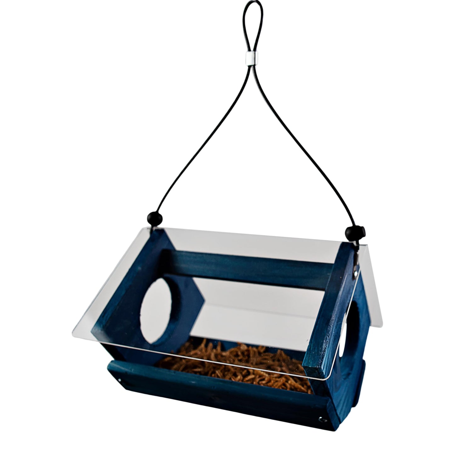 Backyard Essentials Petite Bluebird Feeder with Plexiglass Roof and Powder Coated Steel Mesh Basket Bird Feeder Tray