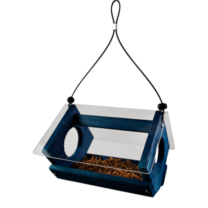 Backyard Essentials Petite Bluebird Feeder with Plexiglass Roof and Powder Coated Steel Mesh Basket Bird Feeder Tray