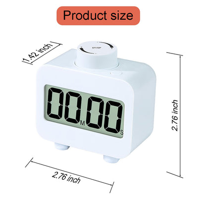 Digital Kitchen Timer for Cooking with Rotating Knob for Preset time, 99 Minute Timers for Kids/Classroom with Alam or Flashing Light During Silence, Count Up/Down Timer,White