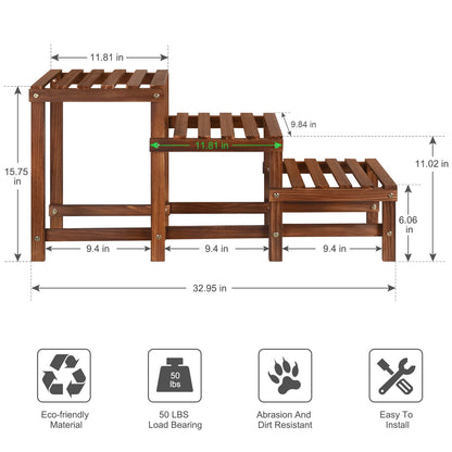 Jotboom Wood 4 Tier Hill Plant Shelf and 3 Tier Ladder Plant Stand