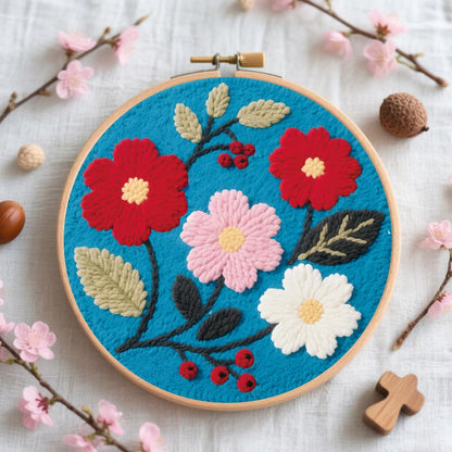 ACRNIGHEET Punch Needle Kits for Adults Beginners Include Instructions, Flowers Easy Punch Needle Embroidery Kit, Pre-Printed Pattern, Embroidery Hoop, Yarns, Needles, DIY Crafts Christmas Gifts Idea