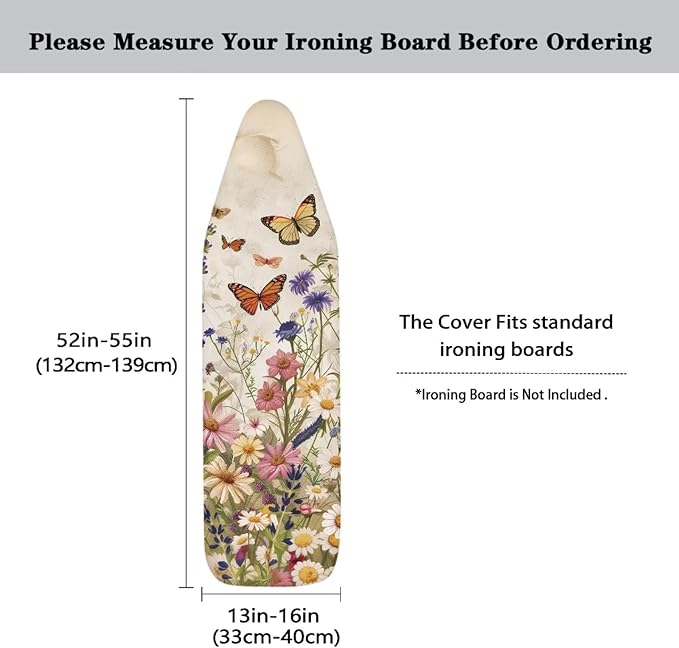 Butterfly Ironing Board Cover and Pad Floral, Non Stick Scorch and Stain