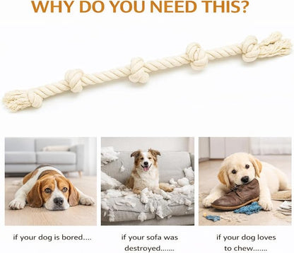 Dog Rope Toys for Large/Medium Aggressive Chewers, Tough Cotton Chew Toy, 39 Inch 5 Knots Indestructible, Tug of War Dog Pull Rope Teeth Cleaning (5 Knots (Pack of 2))