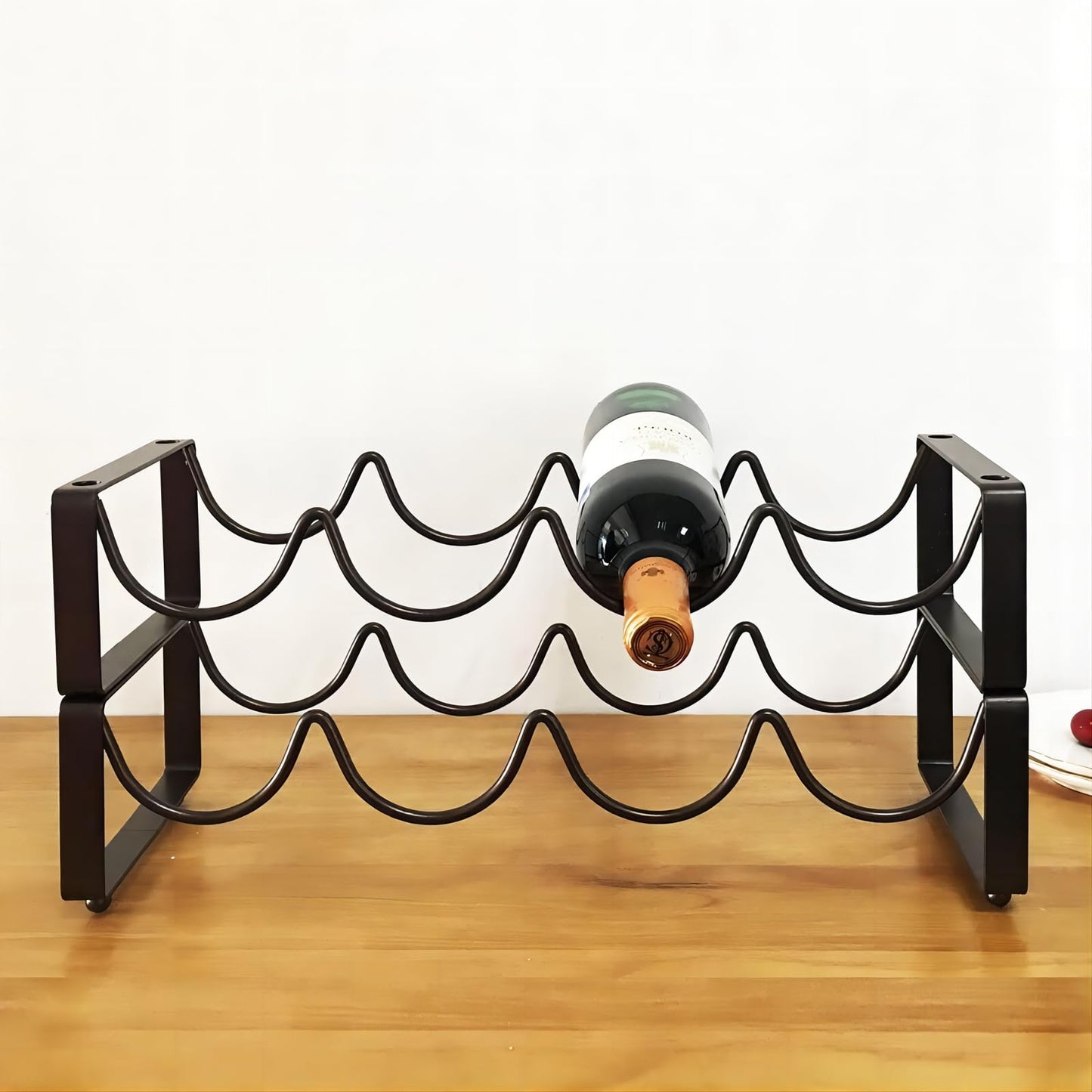 REDANT 2-Tier Stackable Wine Rack for Countertop - Metal Wine Bottle Holder, Small Wine Storage Organizer for Inside Cabinet, Kitchen, Bar, or Dining Room, Holds 8 Bottles, Bronze