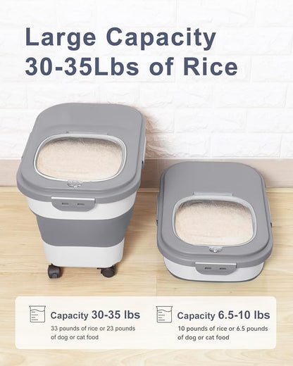 20-30 Lbs Rice Storage Container, Collapsible Food Storage Containers