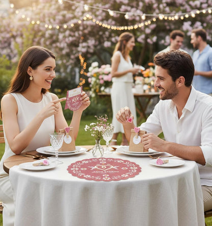 LPMingjia Cielito Lindo Mexican Fiesta Table Decor Kit, 150 Pcs Disposable Pink Scalloped Round Paper Placemats 50 Place Cards with Wooden Clips for Bridal Shower, Wedding, Cinco de Mayo