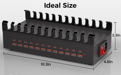 300W USB Charging Station for Multiple Devices, 24 Port USB C Fast Charging Station, Multi Device Charger Station Organizer Compatible with Tablet, Laptop, Cellphone, iPhone, iPad (300, Watts)