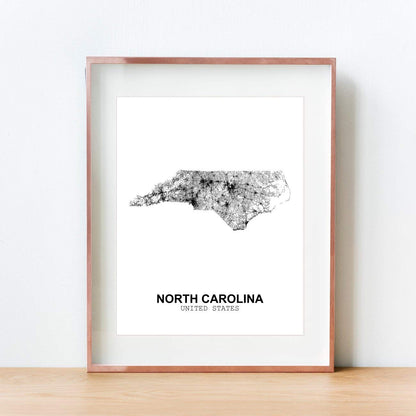 Eleville 8X10 Unframed North Carolina United States Country View Abstract Road Modern Map Art Print Poster Wall Office Home Decor Minimalist Line Art Hometown Housewarming wgn189