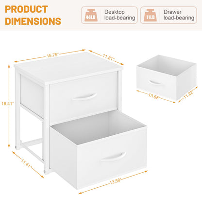 DAOUTIME 2-Pack Stackable Storage Drawers (4 Drawers Total), White Closet Organizer with Wooden Top & Metal Frame, Freestanding or Stackable Dresser for Bedroom, Living Room, Under Bed