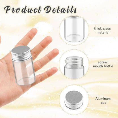 Wresty 40 Pack 20ml/0.68oz Glass Vials With Aluminum Screw Caps Empty Sample Bottles Container Small Glass Jars For DIY Cosmetics Art Craft Decor Jewelry Storage 30mmx50mm
