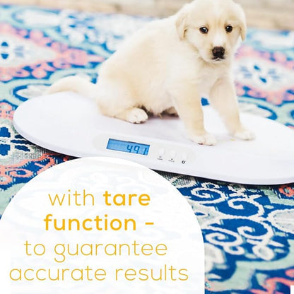 Beurer BY90 Baby Scale, Pet Scale, Digital, with Measuring Tape, tracking weight with App | For: Infant, Newborn, Toddler /Puppy, Cat - Animals | LCD Display, weighs Lbs/Kg/Oz Highly accurate