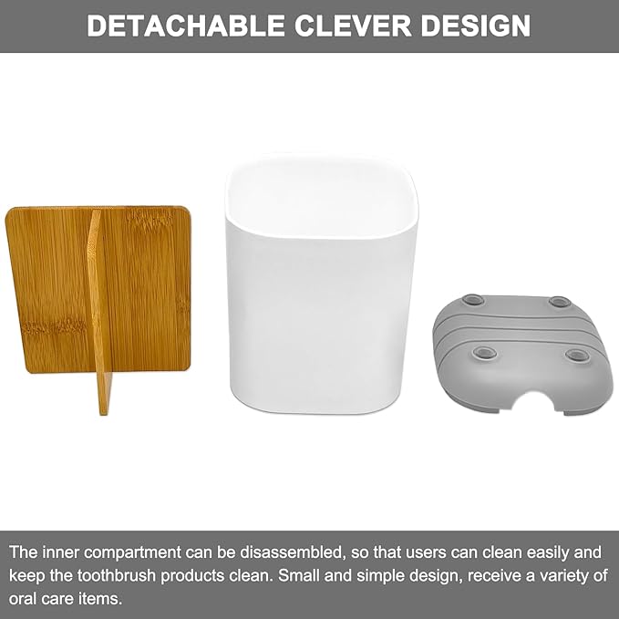 Toothbrush Holder with Bamboo Divider, Detachable