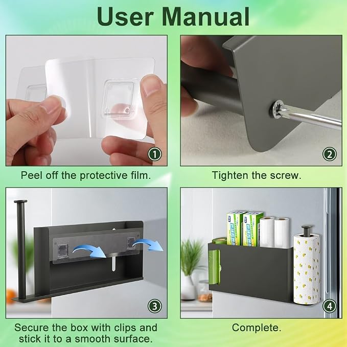 Picowe Large Wall Mount Kitchen Wrap Organizer Rack, Metal Aluminum Foil Organizer, Cabinet Storage Holder for Kitchen, Aluminum Foil, Cling Film, Paper Towel (Grey)