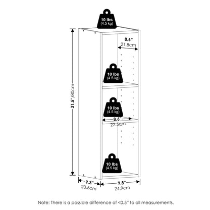 Furinno Reed 3-Tier Closet Organizers and Storage, Closet Organizer, Open Shelf Closet Storage, for Wardrobe, Bedroom, Living Room, 10-Inch Width, White