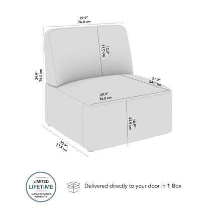 Bush Business Furniture Modular Armless Lounge Chair, Guest Seating for Lobby or Reception Area, Assemble Collection, Mist Fabric