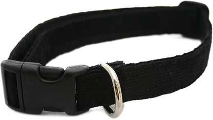 Hemp Corduroy Dog Collar - No Pattern (3/4" Small, Black)