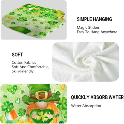 St Patrick's Day Hand Towels, 2 Packs Clover Leaves Spring Bathroom Hand Towels