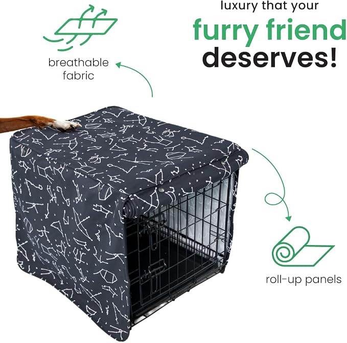 Molly Mutt Rocketman Dog Crate Cover, 100% Cotton Canvas Cover with 2 Roll-Up Panels, Ideal for Dog or Cat Crate, Durable, Washable, and Free of Harmful Chemicals, 36" x 23" x 25"