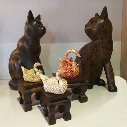 CoziNest Mini Table Buddha Statue Stand Worship Pedestal Furniture Display Stand Wooden Square Shape Solid Thai Handmade Teak Wood Base Holder for Small Little Things Statues Items (W5 x D5 x H4)