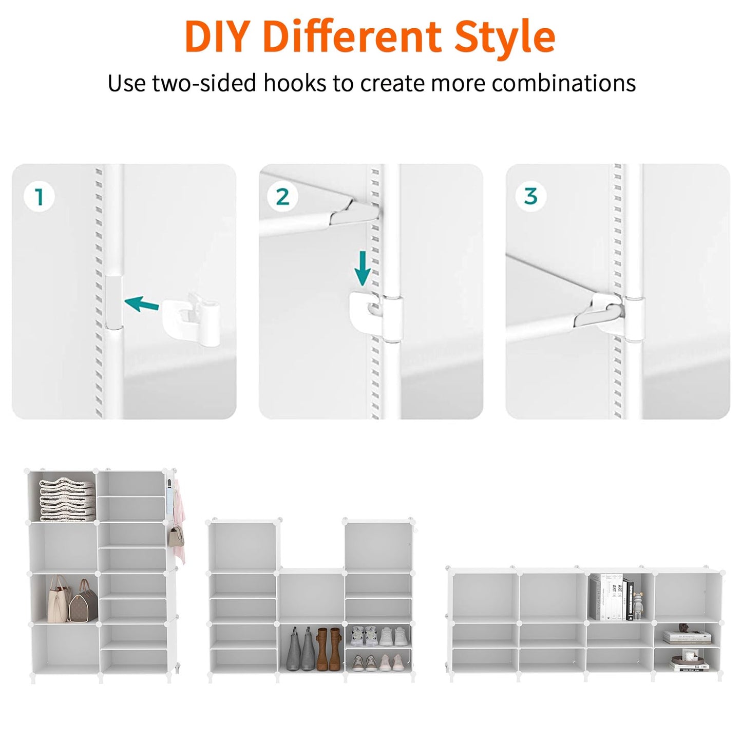 AWTATOS 6 Cube Closet Organizer Storage Shelves Portable Clothes Organizers and Storage Stackable Cubby Shelving for Closet Bedroom Living Room Office White