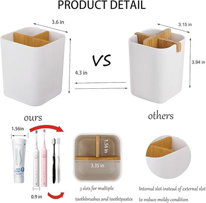 Toothbrush Holder for Bathrooms, 3 Slots Toothbrush and Toothpaste Holder