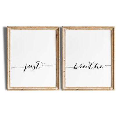DREAM BIG PRINTABLES Just Breathe Wall Art Prints - Set of 2 - Unframed - 8x10 - Inspirational & Motivational Office Wall Decor - Perfect for Home, Office, or Classroom