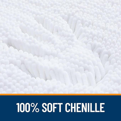 OLANLY Large Bathroom Rugs 40x24, Extra Soft Absorbent Chenille Bath Rugs, Rubber Backing Quick Dry, Machine Washable Bath Mats for Bathroom Floor, Tub and Shower, Home Decor Accessories, White