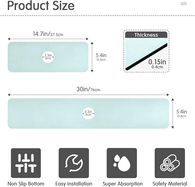 Kitchen Sink Splash Guard 1 PC 14.7 Inch Sink Faucet Mat Splash Guard