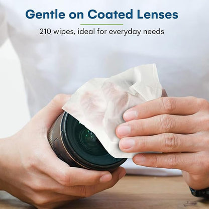 Care Touch Lens Wipes for Eyeglasses- 210 Count Individually Wrapped Pre-
