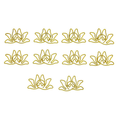 Kukyller 100PCS Small Gold Paper Clips, Small Metal Lotus Flower Shaped Paper Clips Decorative Paperclips Portable Office Supplies for Office School Home Desk Organizers