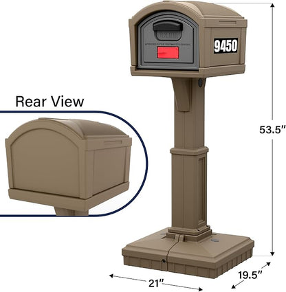 Simplay3 USPS T4 Extra Large Capacity XL Dig-Free Mailbox with Durable Double-Wall Construction, Weather-Resistant Design, and Easy No-Dig Installation, Driftwood, Made in the USA