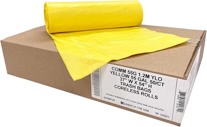 Ultrasac Heavy Duty 55 Gallon Yellow Trash Bags