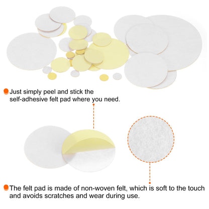 HARFINGTON 50pcs Round Adhesive Felt Circles, 100mm 4" Pre Cut Felt Craft Stickers Non-Woven Mini Felt Fabric Circles for DIY Sewing Handcraft Cut Projects Craft Finishing, White