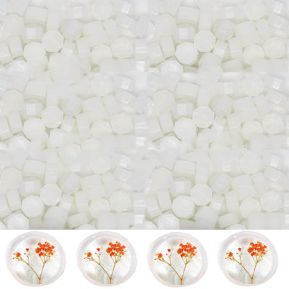 720Pcs Wax Sealing Beads, Translucent Sealing Wax Beads, 0.55lb Octagon Wax Seal Beads for Wax Seal Stamp, Cards, Wedding Invitations, Wine Packages, Gift Wrapping, Letter Sealing (Transparent)