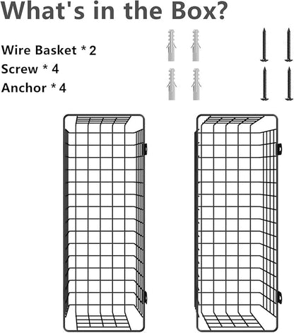 MaraFansie Wire Basket 2-Pack Hanging Wall Organizer Cabinet Storage Basket