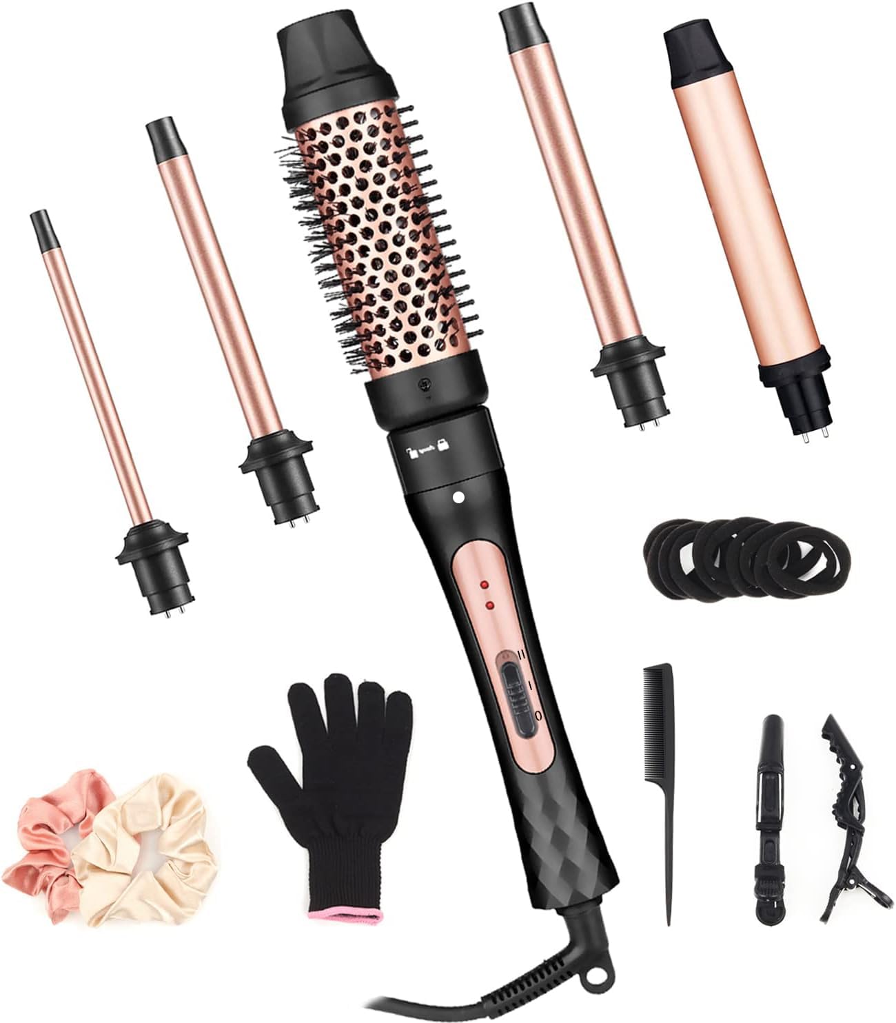 Curling Iron Wand Set, Curling Wand 3 in 1 Hair Curling Wands Interchangeable Ceramic 0.35-1.25inch Barrel Hair Curler, with Heat Resistant Glove
