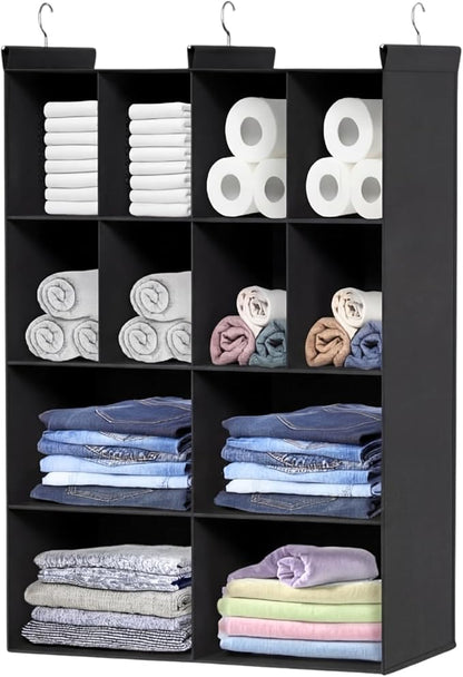 Ofiray-home 4 Tier Hanging Closet Organizer, 12 Compartments Sweater Organizer
