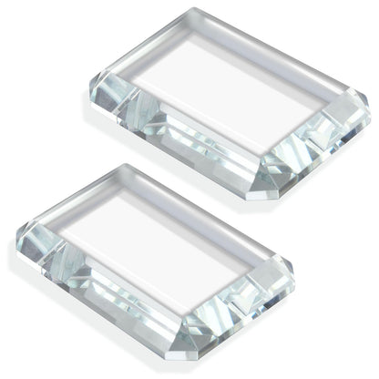 Lainballow 2 Pack Rectangular Glass Paperweight, Paperweight Decorative Blocks, Clear Glass Tiles for Crafts, Home Decoration, Ornaments Book, Maps