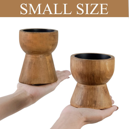 NIKKY HOME Farmhouse Wooden Pillar Candle Holders Set of 2, Mantel Decor