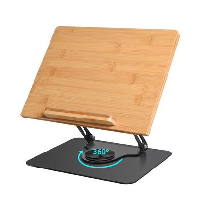 wishacc Premium Wooden & Metal Laptop Stand for Desk, Ergonomic Adjustable Computer Riser with Heat Dissipation, Foldable Portable Laptop Holder Compatible with MacBook Air Pro 10-17" Laptops