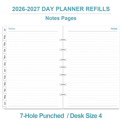 2026-2027 Planner Refills - One Page Per Day Daily ＆ Monthly Planner, July 2026-June 2027, 7-Hole Punched，Prioritized, To-Do List, Notes, Appointment Schedule, Desk Size 4, 5.8" x 8.3"