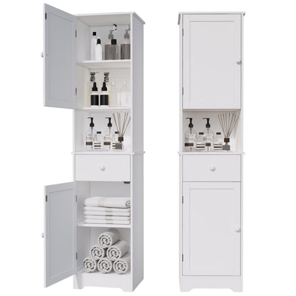 Viaozutis Tall Bathroom Cabinet, Storage Cabinet with 2 Doors & 2Drawer, with Ajustable Shelve, for Bathrooms, Kitchens,Entrances（White）