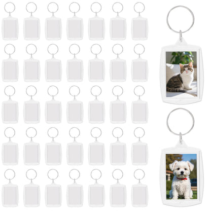 hoyuwak 36Pcs 2.16x1.8 Inch Acrylic Photo Keychains – Clear Blank Picture Frame Keyrings for Custom Photos & Gifts (36)