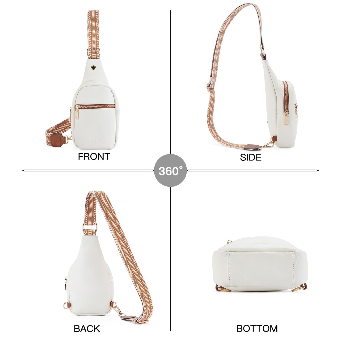 Telena Small Sling Bag for Women Leather Crossbody Fanny Packs Chest Bag for Women