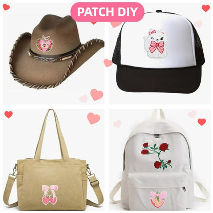 20 Pcs Preppy Valentine's Day Style Iron on Patches, Random Girl Cowgirl Theme Embroidered Vintage Sew on Patches, Cute Applique Repair Patches for DIY Clothing, Jackets, Hats, Backpacks, Jeans