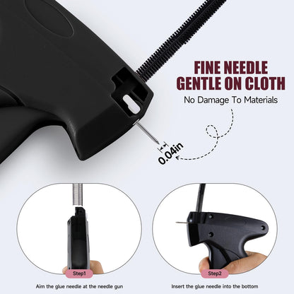 Black Quick Stitch Sewing Gun - Includes 6 Mini Needles and 4000pcs Fasteners (2000 Black & 2000 White) Clothing Stitch Gun Quick Stitchy Sewing Kit