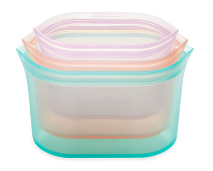 Zip Top Reusable Food Storage Bags | Medium Dish [Frost] | Silicone Meal Prep Container | Microwave, Dishwasher and Freezer Safe | Made in the USA