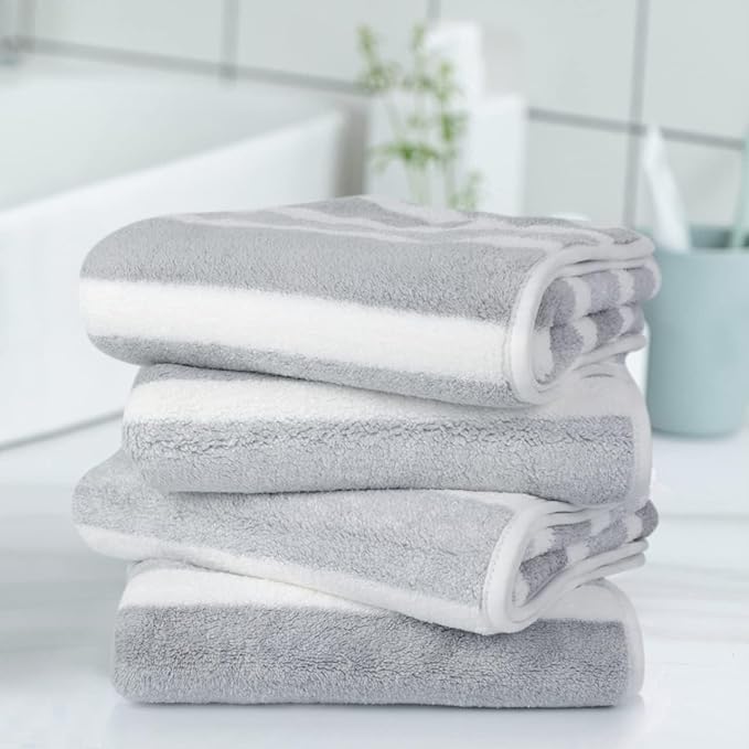 KinHwa Microfiber Hand Towels for Bathroom Soft and Absorbent Face Towels Grey