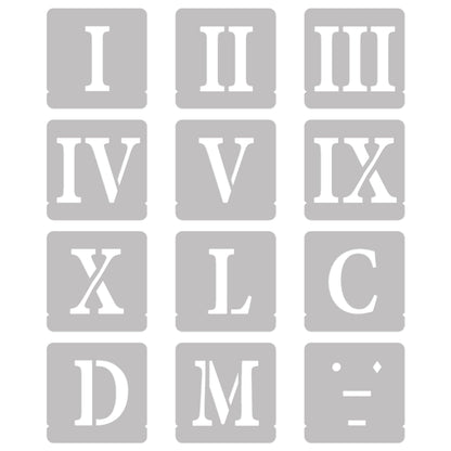 NAKLEO 12 Pcs Numbers and Symbols 2.8 Inch, Roman Plastic Stencils for Crafts Reusable, 12 Sheets for Painting, Template Art, Wall, Wood, Fabric